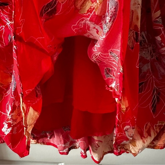 Free People Red Floral Vintage Long-Sleeve Mini Dress - Picture 14 of 15